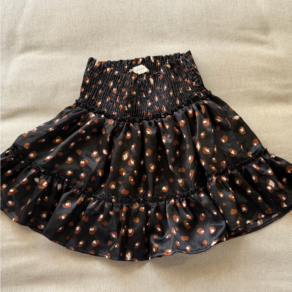 Altar'd State Black Skirt with Brown Leopard Spot Print